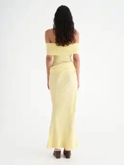 Benni Nico Off Shoulder Maxi Dress in Butter Size 8 for rent on The Volte - image 3