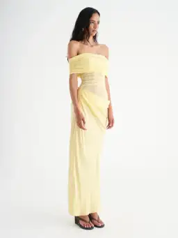 Benni Nico Off Shoulder Maxi Dress in Butter Size 8 for rent on The Volte - image 2