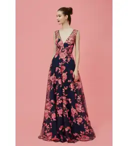 Marchesa Notte Embroidered Tulle Gown Floral Size 0 / AU 6