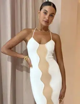 By Johnny Caprera Knit Midi Dress in Ivory Bone Size XS / AU 6 for rent on The Volte - image 5