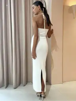 By Johnny Caprera Knit Midi Dress in Ivory Bone Size XS / AU 6 for rent on The Volte - image 4