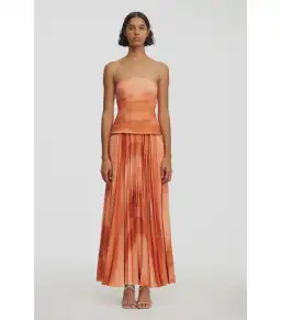 Acler Brayswick Midi Dress in Melon Watercolour Size AU 6