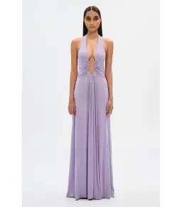 Misha Collection Jennifer Cupro Maxi Dress in Lilac Size AU 6