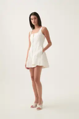 Aje Emilie Denim Mini Dress White Size AU Size AU 8 for rent on The Volte - image 1
