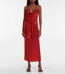 Dodo Bar Or Sequin Embellished Midi Dress Red Size AU 10 