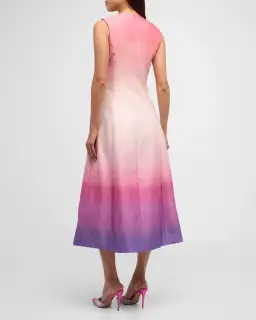 Leo Lin Cleo Sleeveless Midi Dress Ombre Coral Size 8 for rent on The Volte - image 2