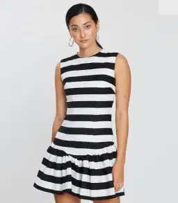 By Johnny Bold Stripe V Gather Mini Dress Print Size 6