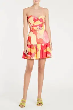 Rebecca Vallance Toretta Cut Out Mini Dress Print Size AU 8