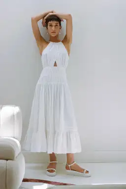 Aje Renata Eyelash Midi Dress Ivory Size 8 for rent on The Volte - image 1