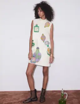 Alemais Chesca Mini Dress Cream Multi Size 8