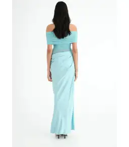 Benni Nico Off Shoulder Maxi Dress Aquamarine Size AU 10 for rent on The Volte - image 3