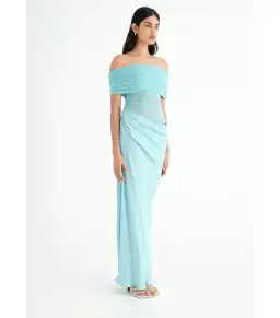 Benni Nico Off Shoulder Maxi Dress Aquamarine Size AU 10 for rent on The Volte - image 2