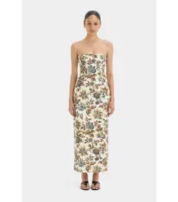Sir the Label Eleanora Column Midi Dress in Viola Print Size AU 6