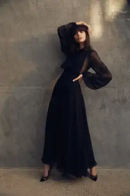 Scanlan Theodore Diamante Sleeved Ball Gown Black Size 8 for rent on The Volte - image 1