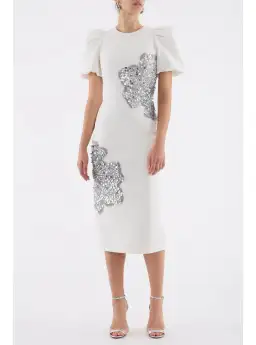 Rebecca Vallance Layana Midi Dress in Ivory Size 14 for rent on The Volte - image 1