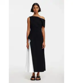Acler Sudden Midi Dress Black with Cream Size AU 14  for rent on The Volte - image 1