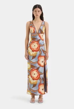 Sir The Label Avery V Neck Midi Dress in Multi Floral Size 4 / AU 14 for rent on The Volte - image 1
