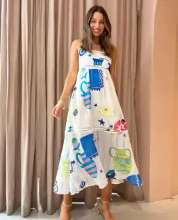 Kate Ford Pella Ladder Bustier Midi Dress in Pallas Size 2 / AU 10 for rent on The Volte - image 1