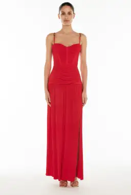 MANNING CARTELL DOUBLE TIME PLEAT MAXI DRESS RED AU 6 Size XS for rent on The Volte - image 1