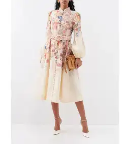 Zimmermann Luminosity Buttoned Midi Dress Floral Size 2 / Au 12 for rent on The Volte - image 1