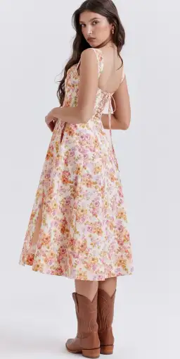 House of CB Saira Midi Sundress in Ivory Floral Size L for rent on The Volte - image 4