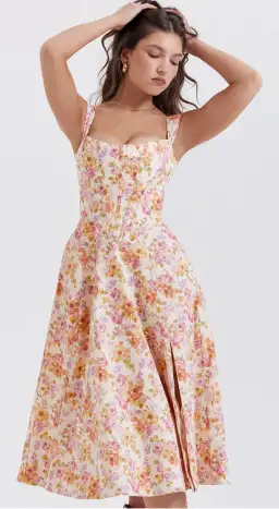 House of CB Saira Midi Sundress in Ivory Floral Size L for rent on The Volte - image 5