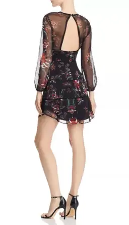 SAU Lee Nola Chiffon Black Floral Mini Dress Size 12 for rent on The Volte - image 2