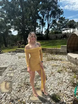 BENNI - Yasmin Mini Dress in Mustard Size AU 8 for rent on The Volte - image 3