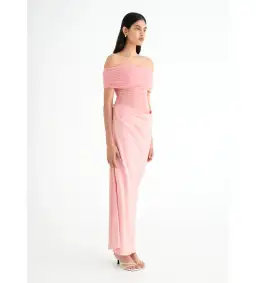Benni Nico Off The Shoulder Nico Maxi Dress in Candy Floss Pink Size S / AU 8 for rent on The Volte - image 2