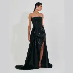 Meraki Official Nicole Sequin Strapless Ball Gown Black Size XS / AU 6