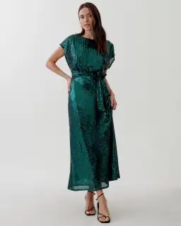 Tussah Selia Boat Neck Midi Dress Emerald Green Sequin Size 10