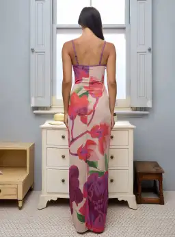 With Harper Lu Slip Dress Mesh Fuchsia Bloom Size S / AU 8 for rent on The Volte - image 3