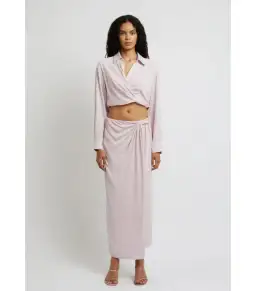 Christopher Esber Wrapped Cropped Blouse and Skirt Set in Blush Size AU 12 for rent on The Volte - image 1
