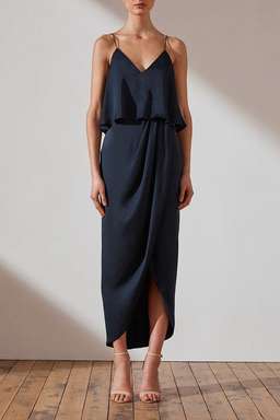 Shona Joy Luxe Cocktail Frill Dress in Sapphire Navy Size 12 for rent on The Volte - image 1