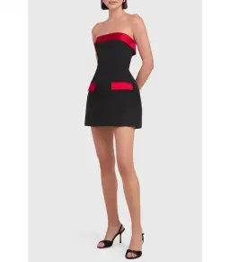 Amanda Uprichard Lucienne Skort Romper in Black/Ruby Capri Size S / AU 8 for rent on The Volte - image 2