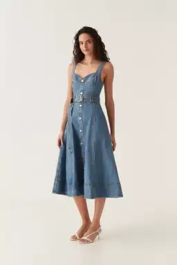 Aje Clay Denim Midi Dress 90s Wash Size AU 14 for rent on The Volte - image 1