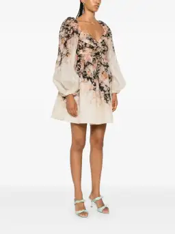 Zimmermann illustration Draped Mini Dress Tea Rococo Floral 2 / AU 12 for rent on The Volte - image 1