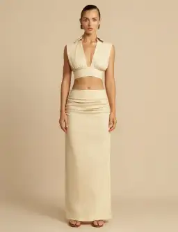 Arcina Ori Carmen Top & Skirt Set Stone Beige Size 6