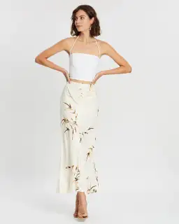 Shona Joy Horizon Ruched Bias Midi Skirt Print Size 8 for rent on The Volte - image 1