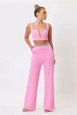 Bianca & Bridgett Hazel Crop Top & Riley Pant Set Pink Size 8
