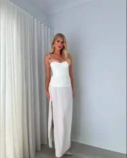 Manning Cartell Double Pleated Maxi Dress White Size 8 for rent on The Volte - image 1