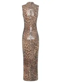 Meshki Veronica Sequin Midi Dress in Leopard Print Size 8 for rent on The Volte - image 4