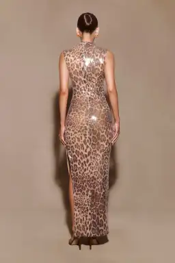Meshki Veronica Sequin Midi Dress in Leopard Print Size 8 for rent on The Volte - image 2