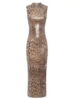 Meshki Veronica Sequin Midi Dress in Leopard Print Size 8 for rent on The Volte - image 3