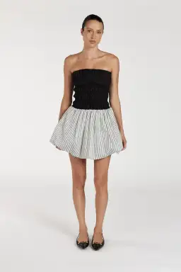 DISSH Stockholm Stripe Silk Blend Mini Dress Black/White Size 6 for rent on The Volte - image 1