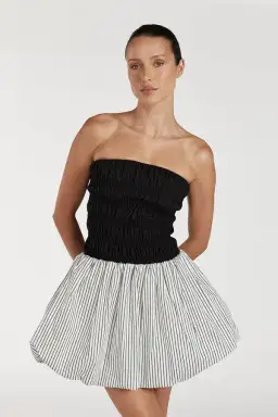 DISSH Stockholm Stripe Silk Blend Mini Dress Black/White Size 6 for rent on The Volte - image 2