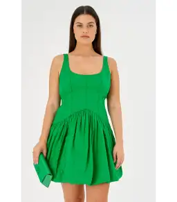 Oroton Short Tie Back Dress in Jewel Green Size AU 14 for rent on The Volte - image 5