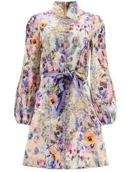 Zimmermann Tama Belted Mini Dress Diamond Splice Floral Size 1 / AU 10 for rent on The Volte - image 4