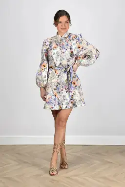 Zimmermann Tama Belted Mini Dress Diamond Splice Floral Size 1 / AU 10 for rent on The Volte - image 1