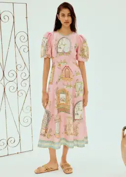 Alemais Monte Midi Dress Pink Size 14